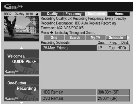 PIONEER DVR-530H-AV - Appuyez sur la touche d'action JAUNE (Support) pour selectionner la destination de I'enregistrement. - 1