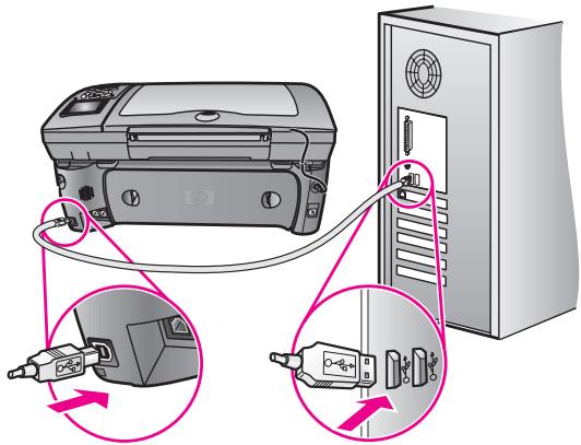 HP PSC2500EET - un X rouge s'affiche sur l'invite de connexion USB - 2