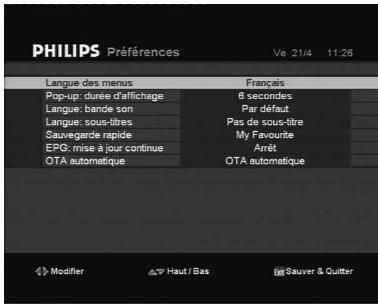PHILIPS DTR7005 - Préférences - 1