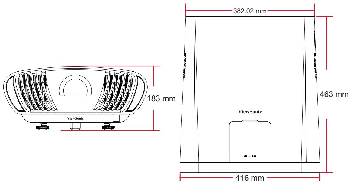 VIEWSONIC SMART 2900 - Dimensions du projecteur - 1