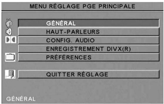 PACKARD BELL DVX 461 - Menu de configuration du lecteur de DVD - 1