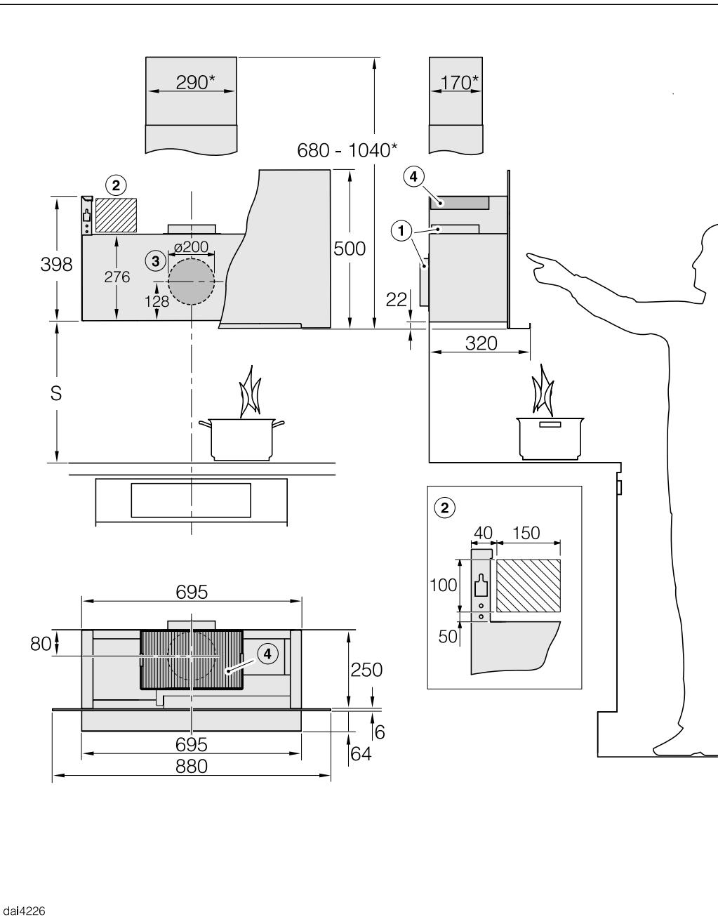 MIELE DAI0ITWNR - Dimensions de l'appareil - 1