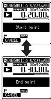 OLYMPUS DM-670 - À la position où vous souhaitez finir la suppression partielle, appuyez sur la touche ERASE. - 1