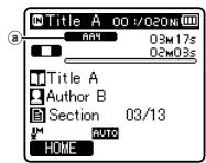 OLYMPUS DM-670 - Ecran d'affichage de fichier en mode Audible : - 1