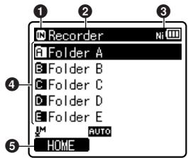 OLYMPUS DM-670 - Affichage de la liste de dossiers - 1