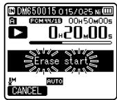 OLYMPUS DM-670 - À la position de démarriage de la suppression partielle, appuyez sur la touche ERASE. - 1