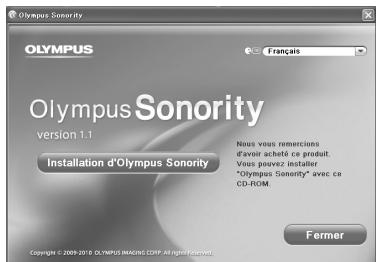 OLYMPUS DM-670 - Lorsque [Olympus Sonority Setup] est cliqué, la fenêtre Ouvrir le programme d'installation démarre. Suivez les instructions de l'assistant d'installation. - 1