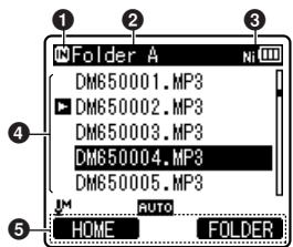 OLYMPUS DM-670 - Affichage de la liste de fichiers - 1