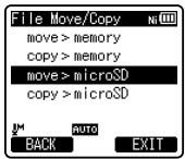 OLYMPUS DM-670 - Déplacer/copier des fichiers [File Move/Copy] - 2
