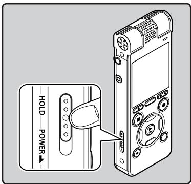 OLYMPUS DM-670 - Glissez le commutateur POWER/HOLD en position [HOLD]. - 1