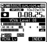 OLYMPUS DM-670 - Appuyez sur la touche  l ou l<4 pour ajuster le niveau de déclenchement du démarrage/arrêt. - 1