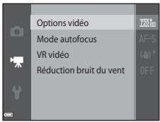 NIKON CLPXS6700BK+HS+4GO - Fonctions réglables à l'aide de la commande MENU (menu video) - 1