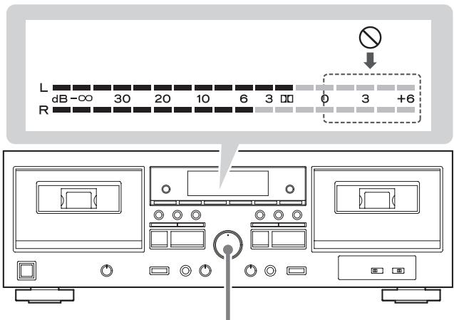 TEAC W-1200 - Use the REC LEVEL (recording level) knob so that the peak level meter never reaches 0. - 1