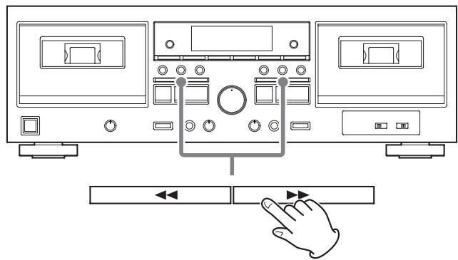 TEAC W-1200 - Remarques sur la lecture (l'enregistrement) d'une cassette dans une platine lorsque des cassettes sont chargées dans les deux compartiments pour cassette - 4