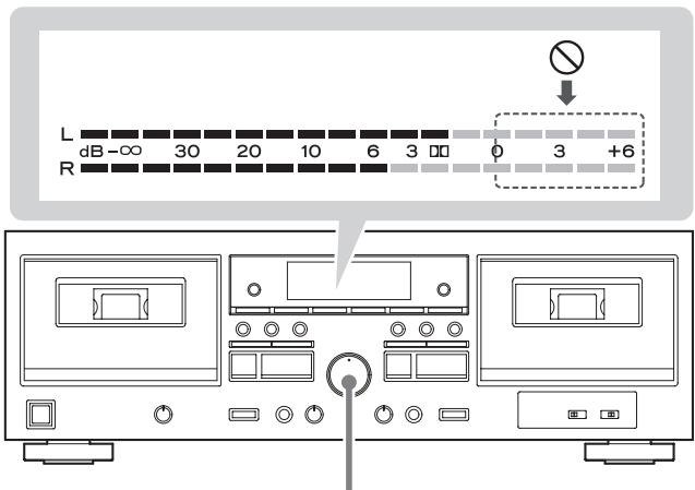 TEAC W-1200 - Utilice el mando REC LEVEL (nivel de grabación) para que el medidor de nivel de picos nunca alcance el "0". - 1