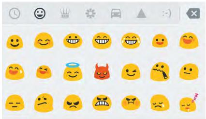 Grid of emoji icons representing various emotions and expressions, including positive, neutral, and sad faces with varying visual styles.