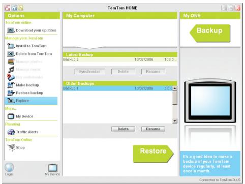 TOMTOM ONE - Sauvegarder - 1