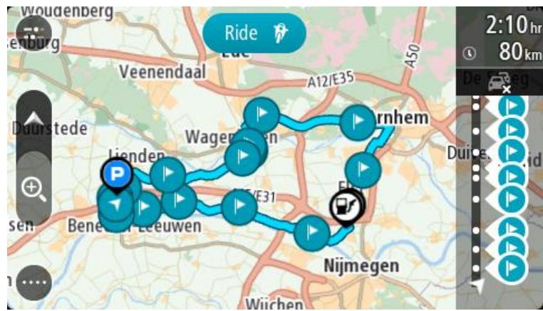 TOMTOM RIDER 500 EUROPE 45 - Se rendre à un arrêt d'un parcours enregistré - 1