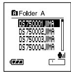 OLYMPUS DS 75 - Appuyez sur la touche FOLDER pourCHOISIR un dossier. - 1