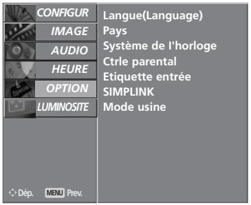 LG-GOLDSTAR 32LC45 - SELECTION ET RÉGLAGE DES MENUS À L'ÉCRAN - 9