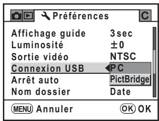 PENTAX K200D+18-55+50-200 - Utilisez le bouton de navigation (▲▼) pour sélectionnner [PictBridge]. - 1
