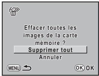 PENTAX K200D+18-55+50-200 - Utilisez le bouton de navigation ( ) pour selectionner [Supprimer tout]. - 1