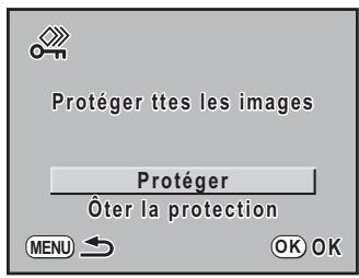 PENTAX K200D+18-55+50-200 - Appuyez sur le bouton de navigation ( ) pour selectionner [Protégger] puis appuyez sur le bouton OK. - 1