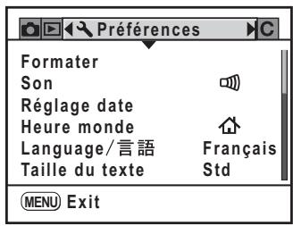 PENTAX K200D+18-55+50-200 - Utilisez le bouton de navigation (▶) pour selectionner le menu [Préférences]. - 1