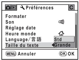 PENTAX K200D+18-55+50-200 - Réglage de la taille du texte - 1