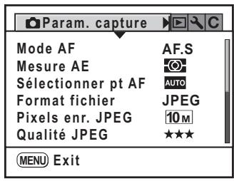 PENTAX K200D+18-55+50-200 - Pressez le bouton MENU en mode capture. - 2