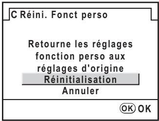 PENTAX K200D+18-55+50-200 - Réinitialisation du menu des fonctions personnalisées - 1