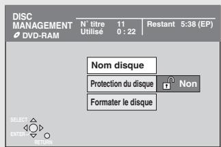 PANASONIC DMIR-E85H - Appuyez sur [ , , , ] pourCHOISIR "DISC MANAGEMENT" etappuyez sur [ENTER]. - 1
