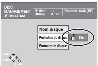 PANASONIC DMIR-E85H - Appuyez sur [, ] pour régler la protection de disque et appuyez sur [ENTER]. - 1
