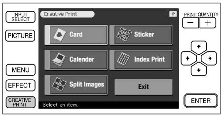 SONY DPP-SV772001 - Fonctions du menu Creative Print - 1