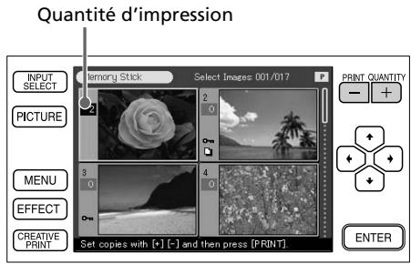 SONY DPP-SV772001 - Appuyez sur PRINT QUANTITY \([+\] ou \([-]\) pour fixer le nombre de copies à imprimer. - 1