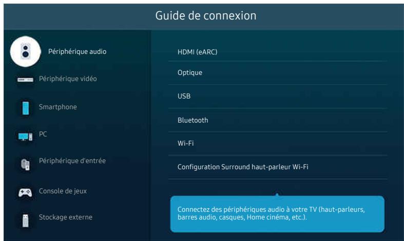 SAMSUNG TU50CU7025 - >Menu> Périphériques connectés > Guide de connexion - 1