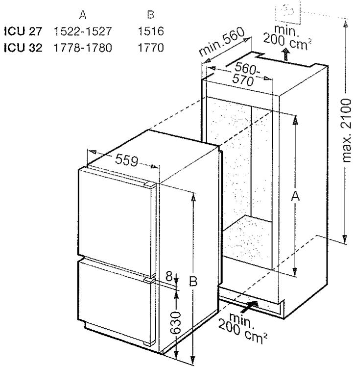 LIEBHERR ICU2752 - Dimensions d'encastrement - 1