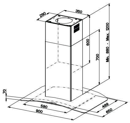 FABER VOLUTE iNOX ASO - Encombrement - 2