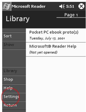 HP H3800 - Change the Microsoft Reader options - 1