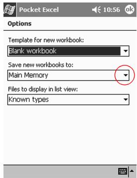 HP H3800 - Change the Pocket Excel options - 3