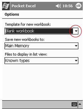 HP H3800 - Change the Pocket Excel options - 2