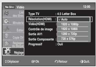 SAMSUNG DVD-SR275 - Selon le type de télévisuer que vous possèdez, vous pouvez régler les paramètres de l'écran (format d'image). - 1