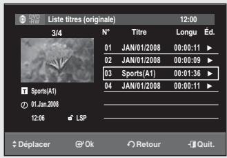 SAMSUNG DVD-SR275 - Changement du nom d'un titre (Nom des titres) - 7
