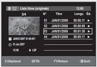 SAMSUNG DVD-SR275 - Changement du nom d'un titre (Nom des titres) - 9
