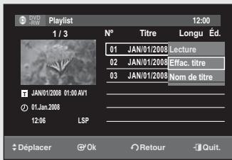 SAMSUNG DVD-SR275 - Suppression d'un titre de la liste de lecture - 2
