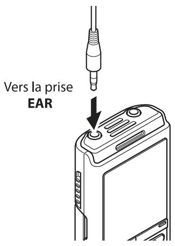 OLYMPUS VN-733+ME-52 - Branchez les écouteurs sur la prise EAR de l'enregistreur vocal. - 1