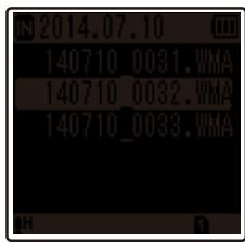 OLYMPUS VN-733+ME-52 - Appuyez sur la touche + / - pour sélectionner le fichier souhaité. - 2