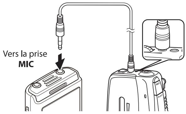 OLYMPUS VN-733+ME-52 - Connectez l'enregistreur vocal à un autre périphérique à l'aide du cable de connexion KA333. - 1