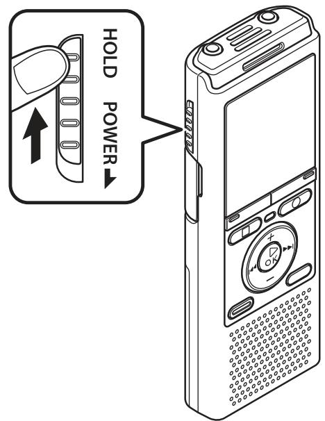 OLYMPUS VN-733+ME-52 - Faites glisser le commutateur POWER/HOLD en position [HOLD]. - 1