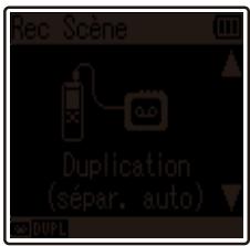 OLYMPUS VN-733+ME-52 - Appuyez sur la touche + / - pourCHOISIR [Duplication (sépar. auto)] ou [Duplication (minuteur)]. - 2